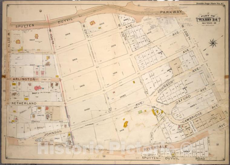 Historic 1901 Map - Double Page Plate No. 47, Part Of Ward 24, Section 13: [Bounded - Bronx (New York, N.Y.) - New York (State) - Vintage Wall Art