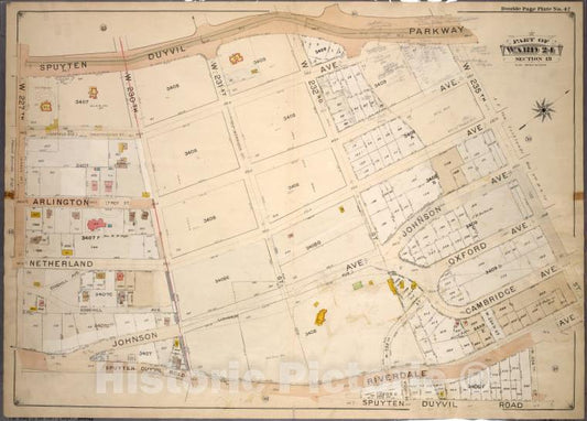 Historic 1901 Map - Double Page Plate No. 47, Part Of Ward 24, Section 13: [Bounded - Bronx (New York, N.Y.) - New York (State) - Vintage Wall Art