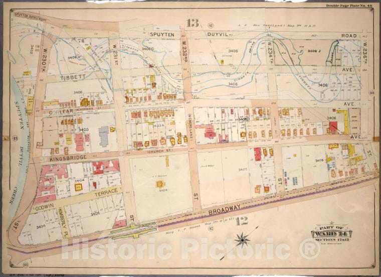 Historic 1901 Map - Double Page Plate No. 48, Part Of Ward 24, Sections 12 & 13: [Bo - Bronx (New York, N.Y.) - New York (State) - Vintage Wall Art