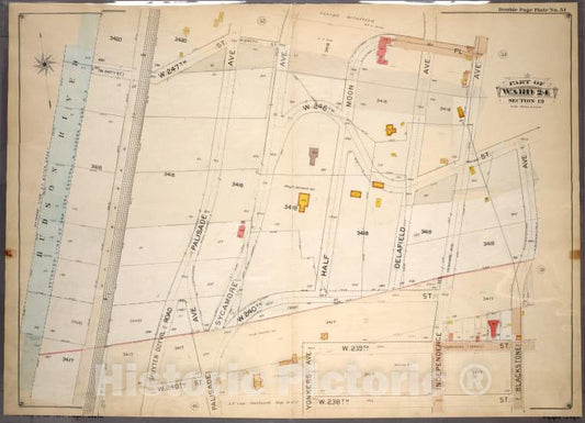 Historic 1901 Map - Double Page Plate No. 51, Part Of Ward 24, Section 13: [Bounded - Bronx (New York, N.Y.) - New York (State) - Vintage Wall Art