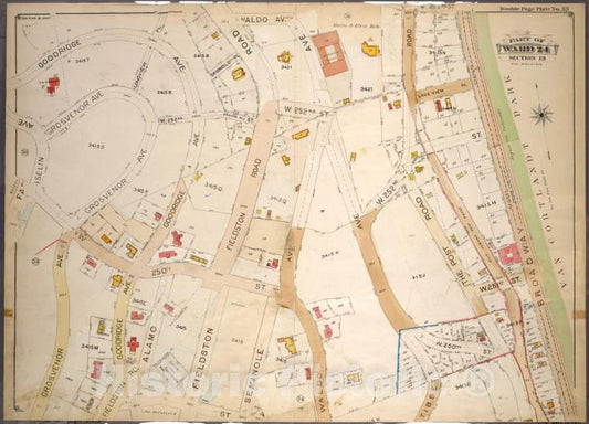 Historic 1901 Map - Double Page Plate No. 55, Part Of Ward 24, Section 13: [Bounded - Bronx (New York, N.Y.) - New York (State) - Vintage Wall Art