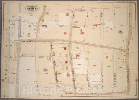 Historic 1901 Map - Double Page Plate No. 57, Part Of Ward 24, Section 13: [Bounded - Bronx (New York, N.Y.) - New York (State) - Vintage Wall Art