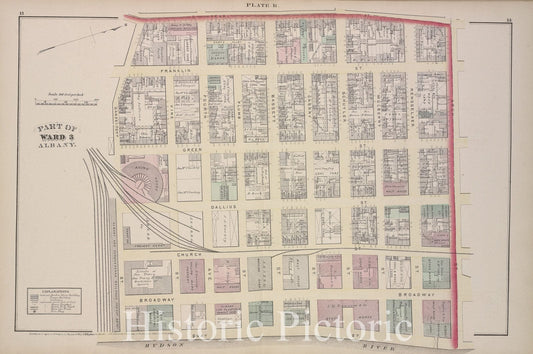 Historic 1876 Map - Plate B - Albany (N.Y.City Atlas Of Albany, New York - Vintage Wall Art