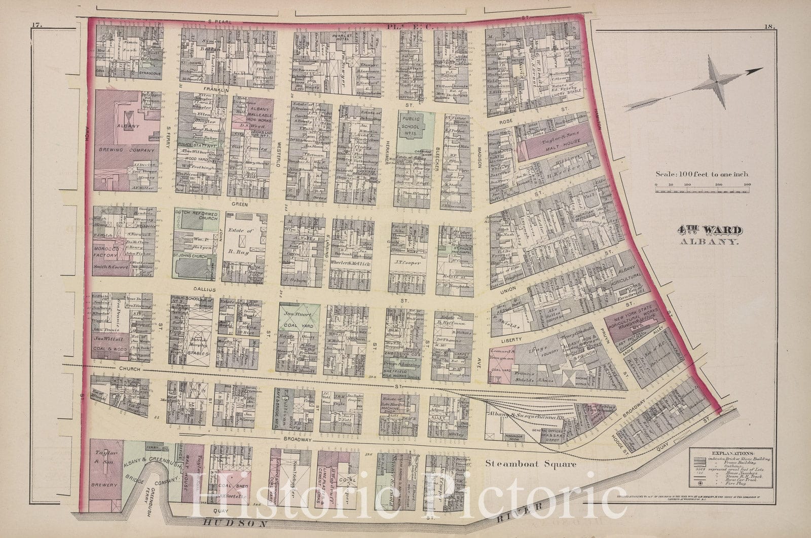 Historic 1876 Map - Plate C - Albany (N.Y.City Atlas Of Albany, New York - Vintage Wall Art