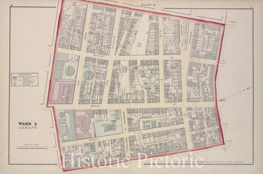 Historic 1876 Map - Plate D - Albany (N.Y.City Atlas Of Albany, New York - Vintage Wall Art