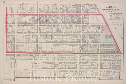 Historic 1876 Map - Plate J - Albany (N.Y.City Atlas Of Albany, New York - Vintage Wall Art