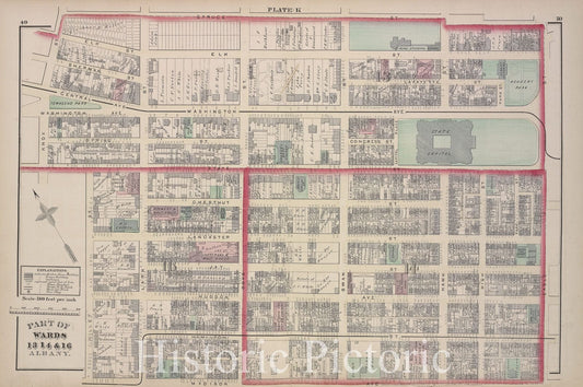 Historic 1876 Map - Plate K - Albany (N.Y.City Atlas Of Albany, New York - Vintage Wall Art