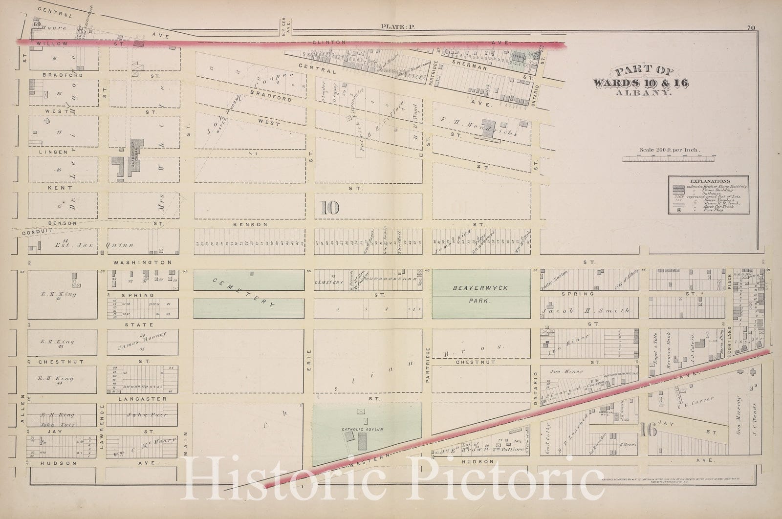 Historic 1876 Map - Plate P - Albany (N.Y.City Atlas Of Albany, New York - Vintage Wall Art