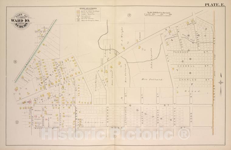 Historic 1882 Map - Parts Of The City Auburn. Wards 10. - Auburn (N.Y.Atlas Of The City Of Auburn, New York. - Vintage Wall Art