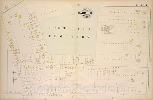 Historic 1882 Map - Parts Of The City Auburn. Wards 9. - Auburn (N.Y.Atlas Of The City Of Auburn, New York. - Vintage Wall Art
