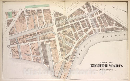 Historic 1872 Map - Part Of Eighth Ward. - Buffalo (N.Y.Atlas Of The City Of Buffalo, Erie Co, New York - Vintage Wall Art, V2