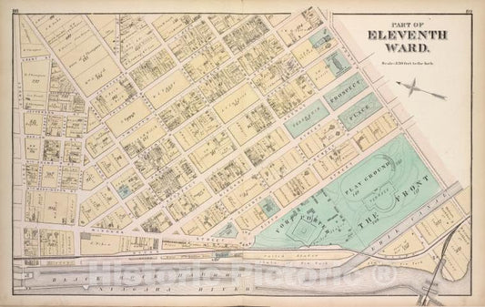 Historic 1872 Map - Part Of Eleventh Ward. - Buffalo (N.Y.Atlas Of The City Of Buffalo, Erie Co, New York - Vintage Wall Art