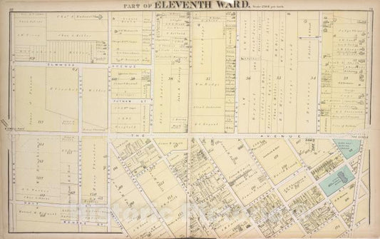 Historic 1872 Map - Part Of Eleventh Ward. - Buffalo (N.Y.Atlas Of The City Of Buffalo, Erie Co, New York - Vintage Wall Art, v2