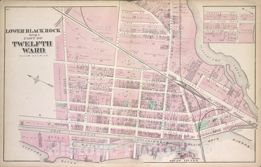 Historic 1872 Map - Lower Blackrock Being A Part Of Twelfth Ward. - Buffalo (N.Y.Atlas Of The City Of Buffalo, Erie Co, New York - Vintage Wall Art