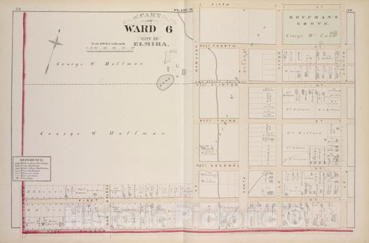 Historic 1876 Map - Part Of Ward 6 - Elmira (N.Y.City Atlas Of Elmira, New York - Vintage Wall Art