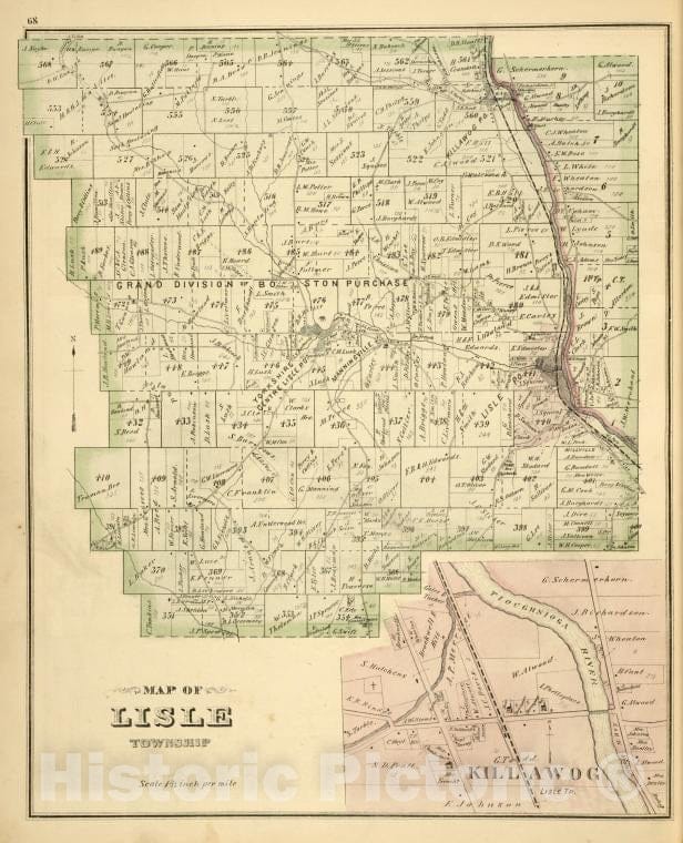 Historic Map - 1876 Broome County, New York (N.Y.), Map Of Lisle Township; Killawog - Vintage Wall Art