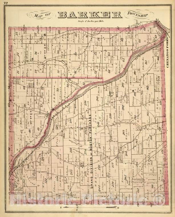 Historic Map - 1876 Broome County, New York (N.Y.), Map Of Barker Township - Vintage Wall Art