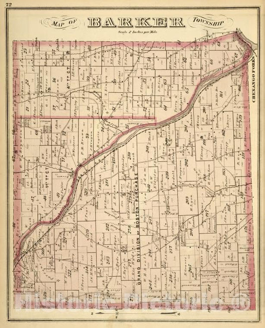 Historic Map - 1876 Broome County, New York (N.Y.), Map Of Barker Township - Vintage Wall Art