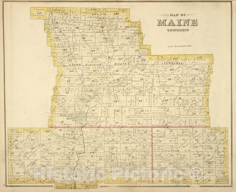 Historic Map - 1876 Broome County, New York (N.Y.), Map Of Maine Township - Vintage Wall Art