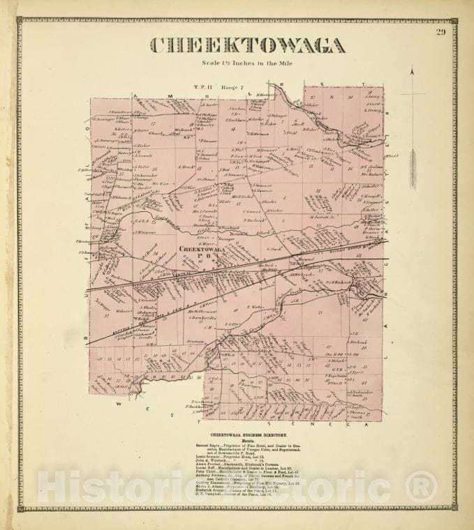 Historic Map - 1866 Erie County, New York (N.Y.), Cheektowaga - Vintage Wall Art