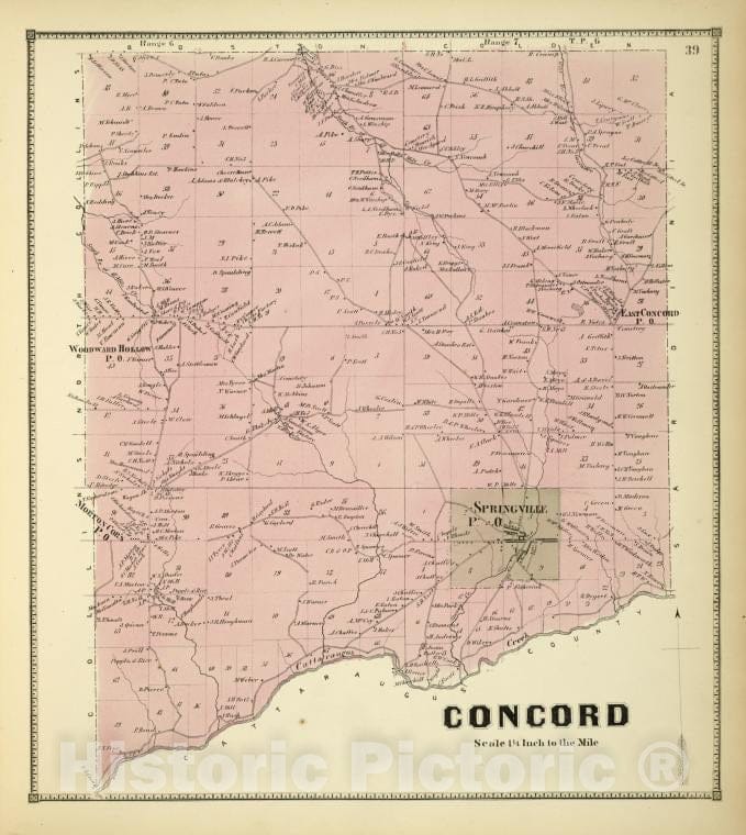 Historic Map - 1866 Erie County, New York (N.Y.), Concord - Vintage Wall Art