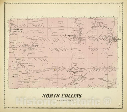 Historic Map - 1866 Erie County, New York (N.Y.), North Collins - Vintage Wall Art
