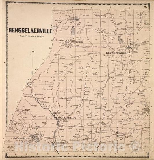 Historic Map - 1866 Counties Of Albany And Schenectady, Rensselaerville. - Vintage Wall Art