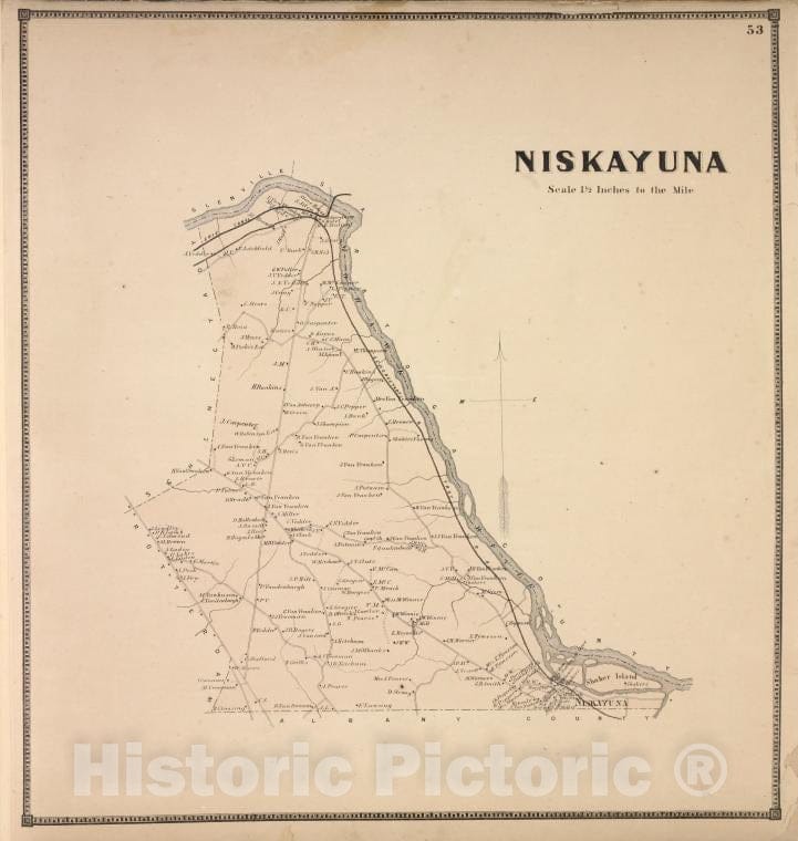 Historic Map - 1866 Counties Of Albany And Schenectady, Niskayuna - Vintage Wall Art
