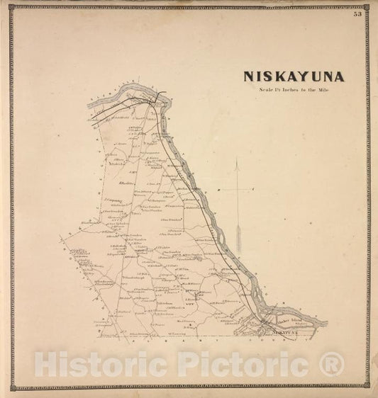 Historic Map - 1866 Counties Of Albany And Schenectady, Niskayuna - Vintage Wall Art