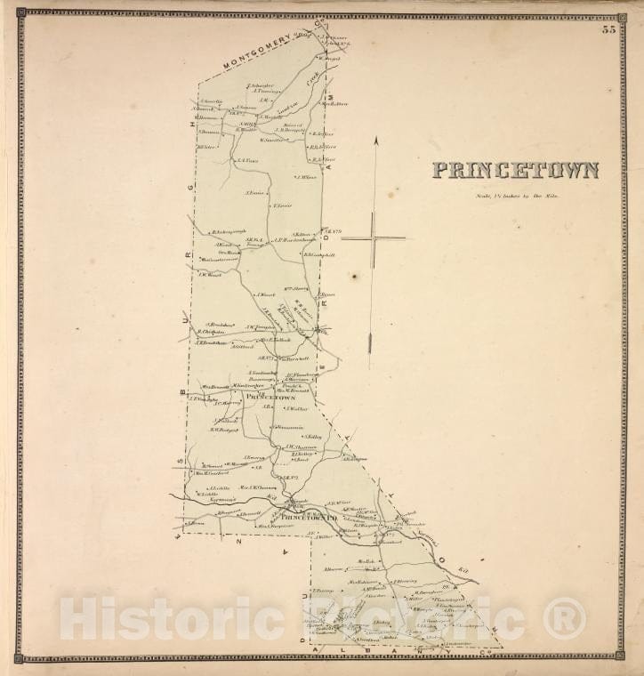 Historic Map - 1866 Counties Of Albany And Schenectady, Princetown [Towship] - Vintage Wall Art