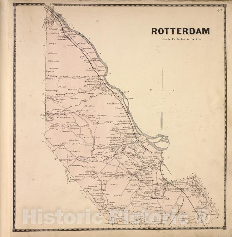 Historic Map - 1866 Counties Of Albany And Schenectady, Rotterdam - Vintage Wall Art