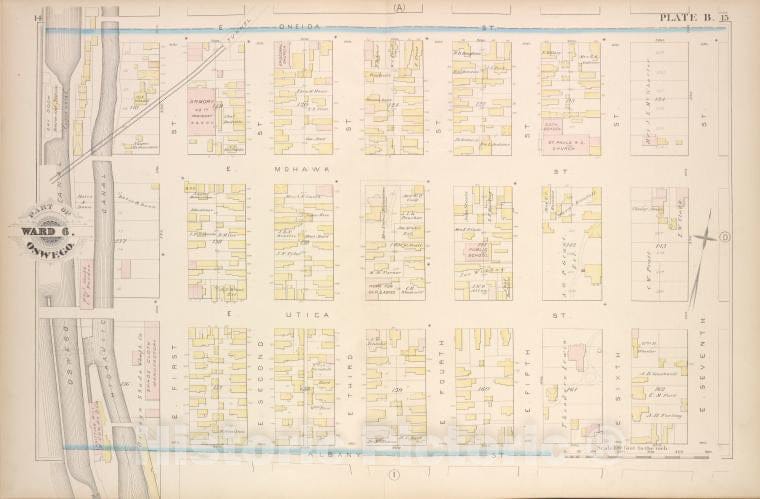 Historic Map - 1880 Oswego, New York (N.Y.), Part Of Ward 6. [Plate B.] - Vintage Wall Art