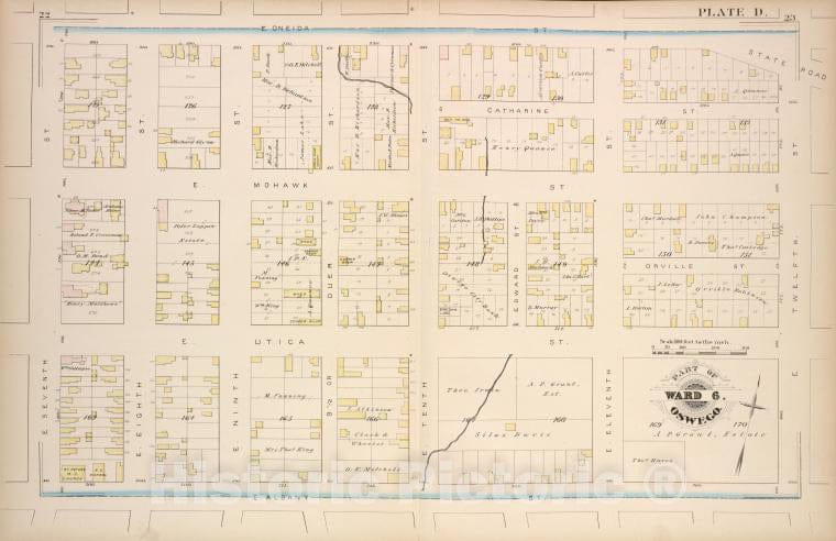 Historic Map - 1880 Oswego, New York (N.Y.), Part Of Ward 6. [Plate D.] - Vintage Wall Art