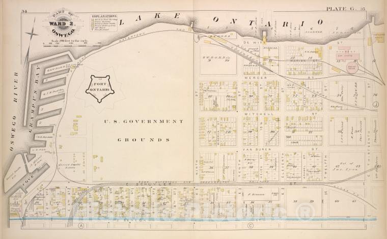 Historic Map - 1880 Oswego, New York (N.Y.), Part Of Ward 2. [Plate G.] - Vintage Wall Art
