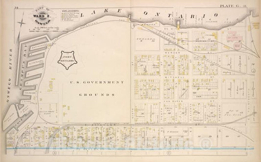 Historic Map - 1880 Oswego, New York (N.Y.), Part Of Ward 2. [Plate G.] - Vintage Wall Art
