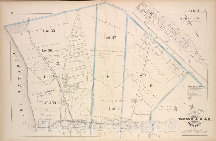 Historic Map - 1880 Oswego, New York (N.Y.), Part Of Ward 2. 4. 6. & 8. [Plate J.] - Vintage Wall Art