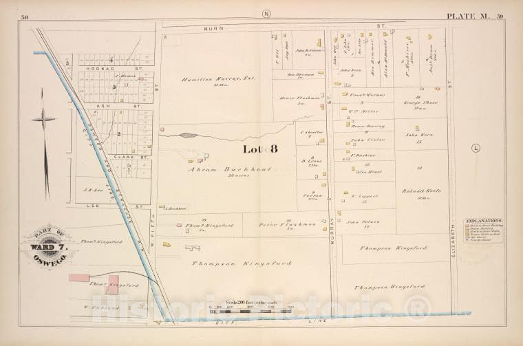 Historic Map - 1880 Oswego, New York (N.Y.), Part Of Ward 7. [Plate M.] - Vintage Wall Art