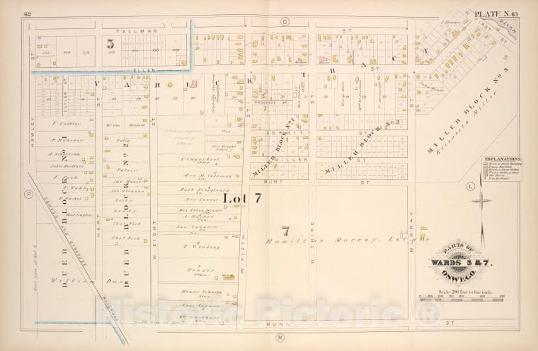 Historic Map - 1880 Oswego, New York (N.Y.), Part Of Ward 5 & 7. [Plate N.] - Vintage Wall Art