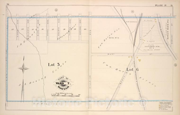Historic Map - 1880 Oswego, New York (N.Y.), Part Of Ward 7. [Plate P.] - Vintage Wall Art