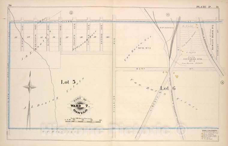 Historic Map - 1880 Oswego, New York (N.Y.), Part Of Ward 7. [Plate P.] - Vintage Wall Art