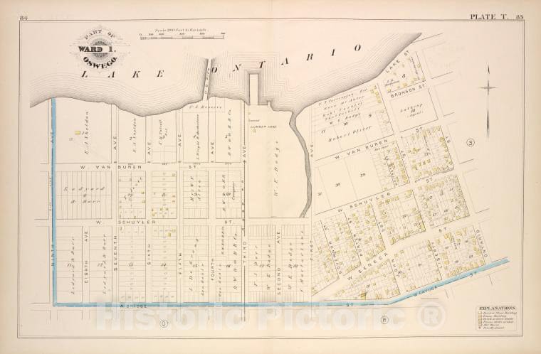 Historic Map - 1880 Oswego, New York (N.Y.), Part Of Ward 1. [Plate T.] - Vintage Wall Art