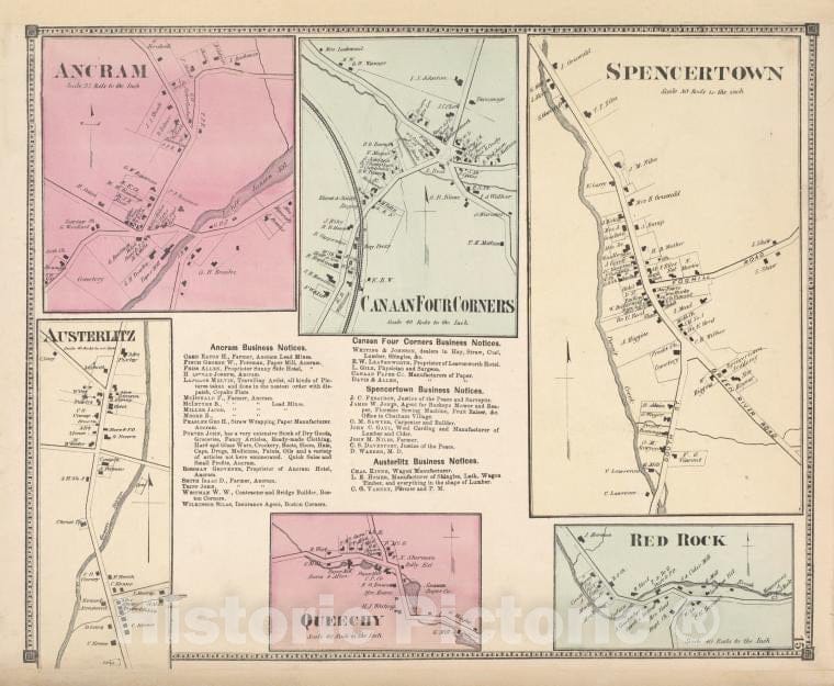 Historic Map - 1873 Columbia County, New York (N.Y.), Ancram, Canaan Four Corners, Vintage Wall Art