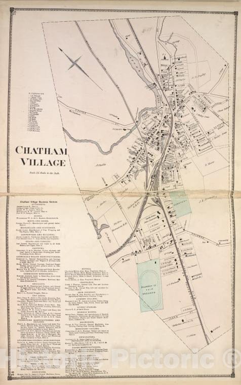 Historic Map - 1873 Columbia County, New York (N.Y.), Chatham Village; Chatham Village Business Notices. - Vintage Wall Art