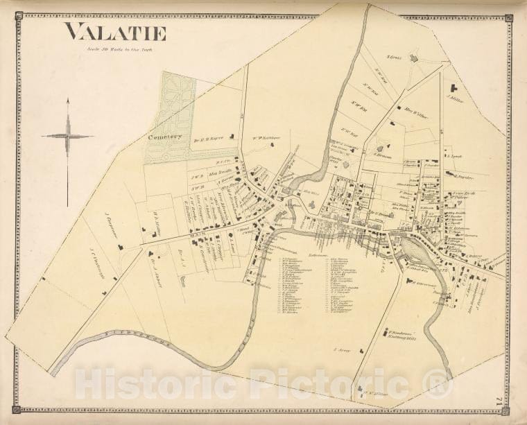 Historic 1873 Map - Valatie [Village] - Columbia County (N.Y.Atlas Of Columbia County, New York. - Vintage Wall Art