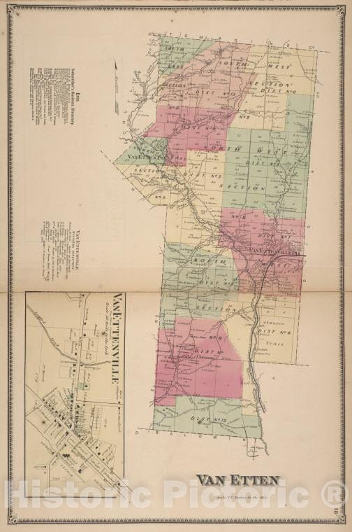 Historic Map - 1869 Chemung County, New York (N.Y.), Erin Subscriber'S Business Directory; Van Ettenville ; Van Ettenville - Vintage Wall Art