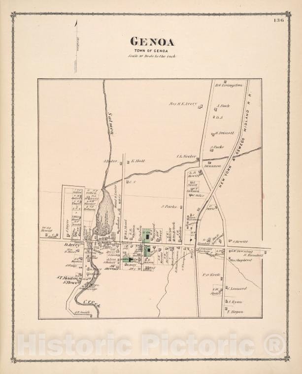 Historic Map - Genoa [Village] - Vintage Wall Art
