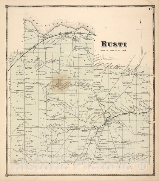 Historic Map - 1867 Chautauqua County, New York, Busti - Vintage Wall Art