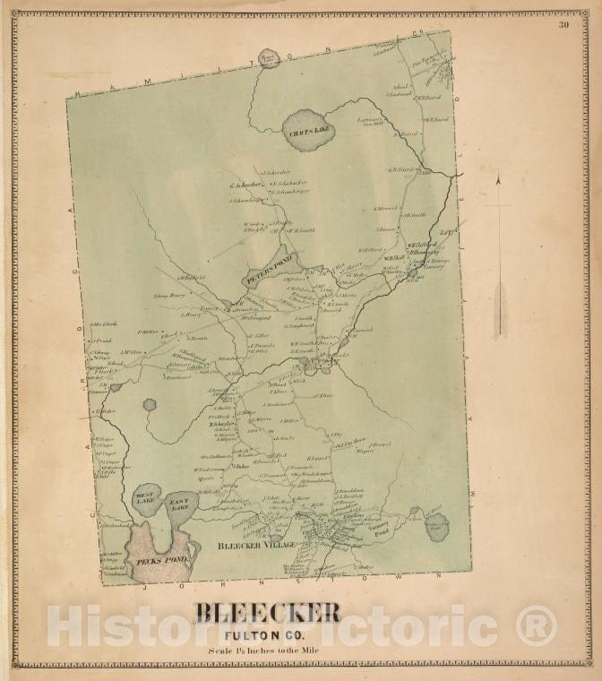 Historic Map - 1868 New York (N.Y.), Bleecker Fulton Co. [Township] - Vintage Wall Art