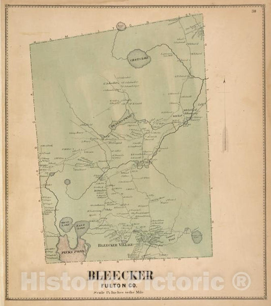 Historic Map - 1868 New York (N.Y.), Bleecker Fulton Co. [Township] - Vintage Wall Art