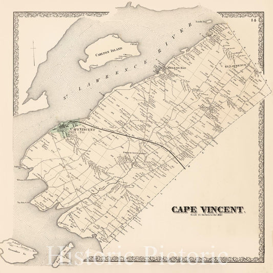 Historic Map - 1864 Jefferson County (N.Y.), Cape Vincent - Vintage Wall Art